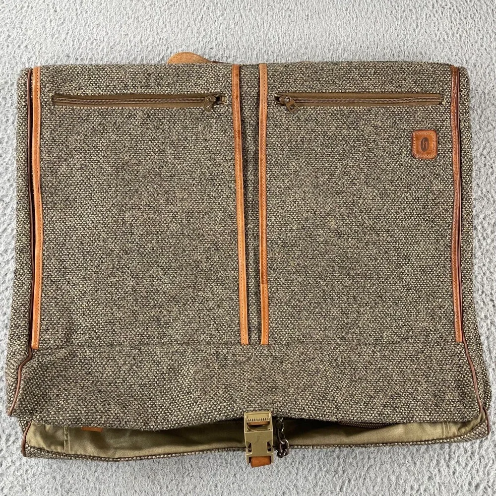 Vintage Hartmann Tweed Wool Garment Bag Bi-Fold Travel Luggage Folding 23